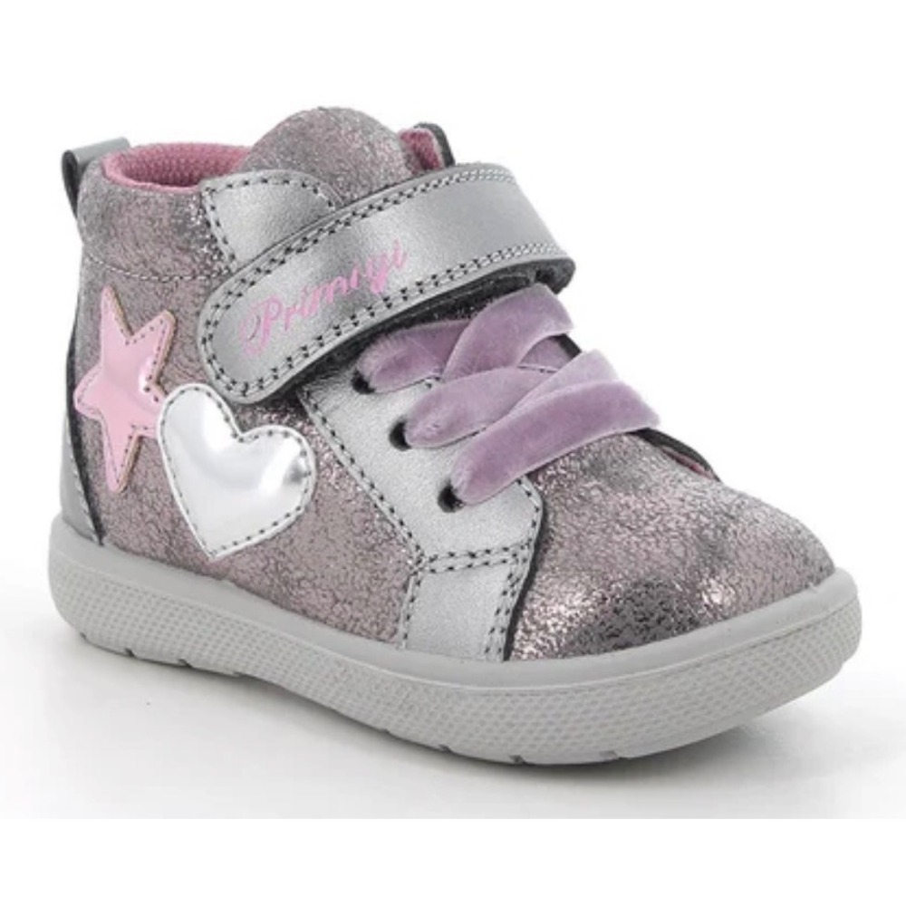 Primigi Girls Metallic Bronze Pink Heart High Top Sneakers Shoes Size EU 22 US 6